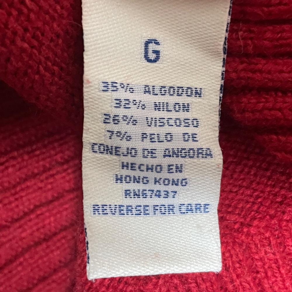 Vintage Ralph Lauren Polo Jeans Sweater Women's Large Red Fair Isle Angora Blend - Picture 8 of 10
